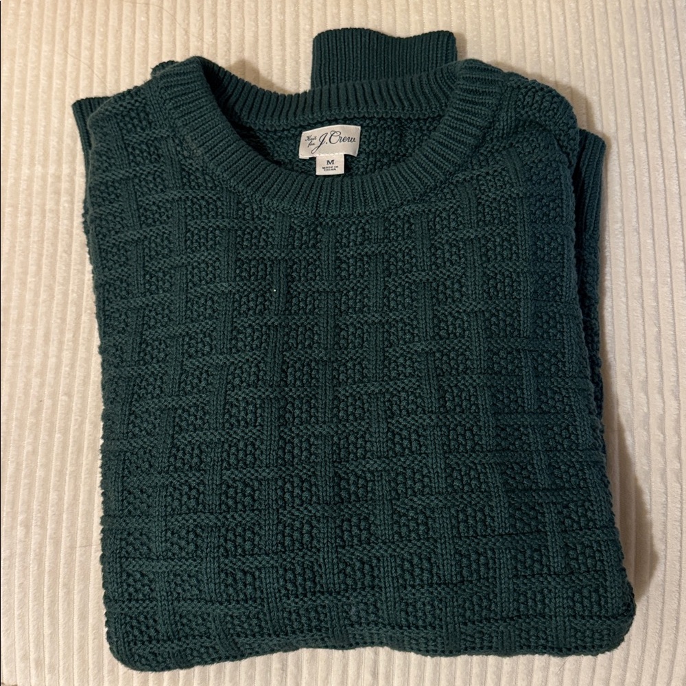 J. Crew Textured Green Crewneck Sweater